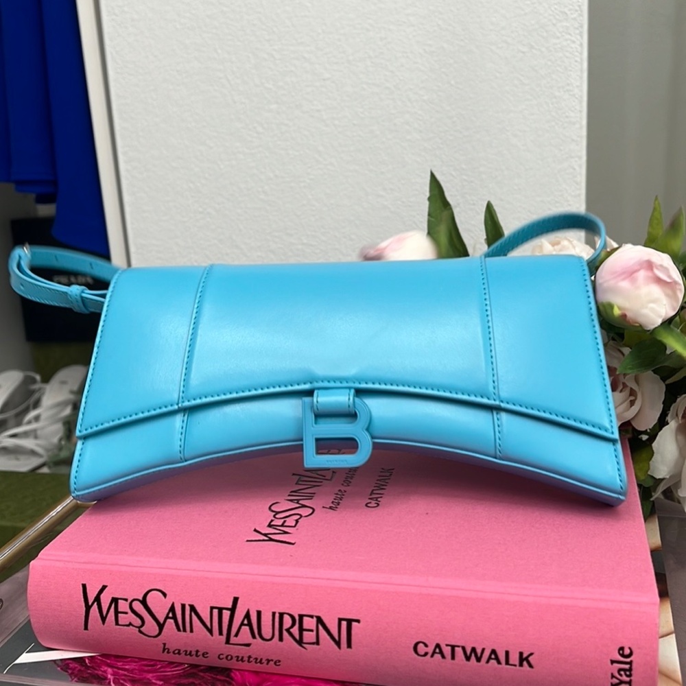 Balenciaga Blue Hourglass Leather Shoulder Bag - Picture 3 of 10